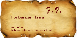 Forberger Irma névjegykártya