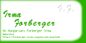 irma forberger business card